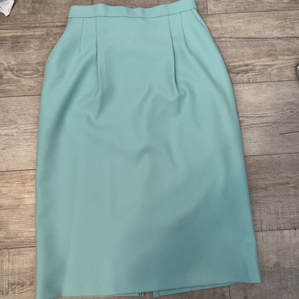 VINTAGE LEVI Strauss Bend Over Green Skirt Office Pockets A-Line USA